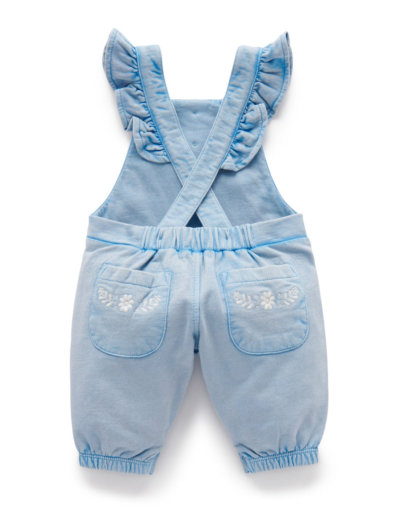 Button Front Overall - Faded Denim