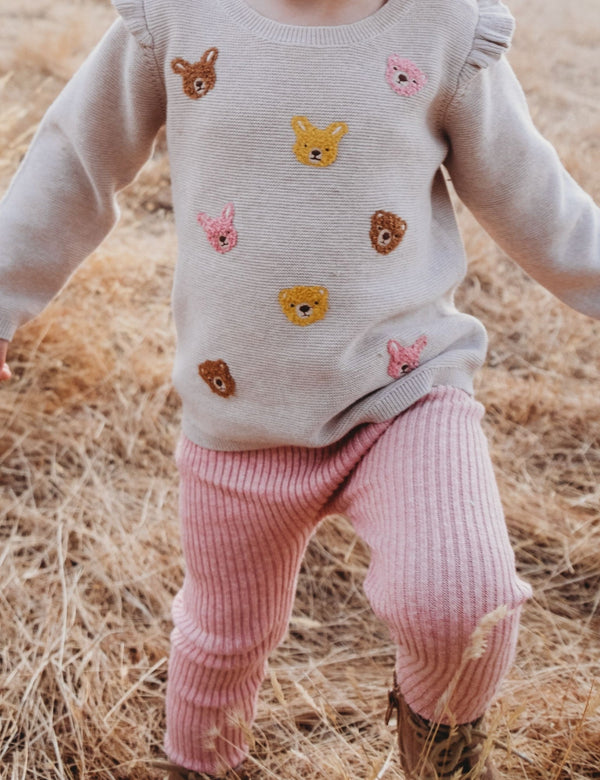 Rib Knit Leggings - Crab Apple Melange