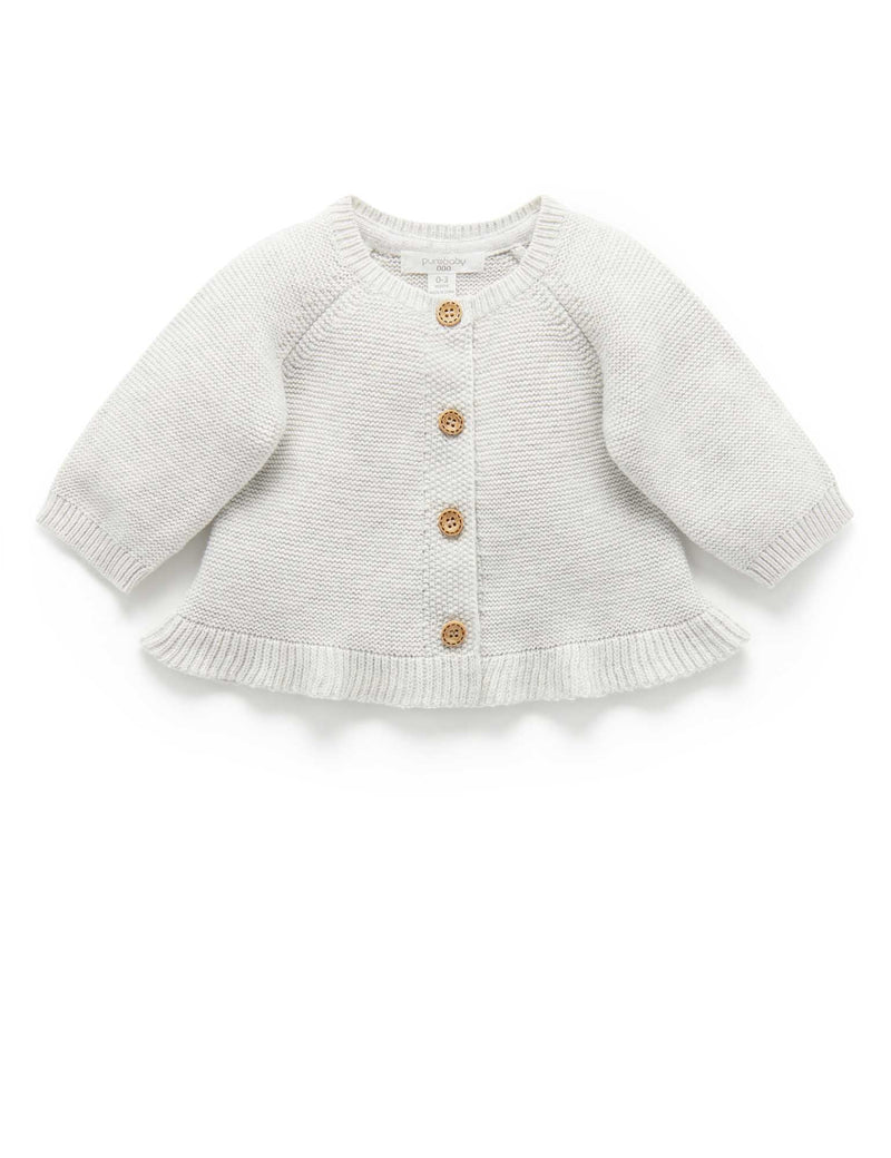 Ruffle Cardigan - Cloud Melange