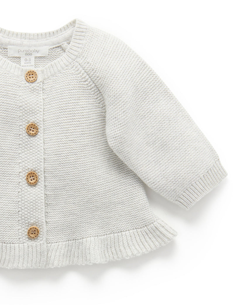 Ruffle Cardigan - Cloud Melange