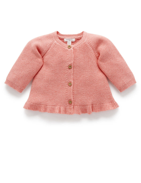 Ruffle Cardigan - Nectarine Melange