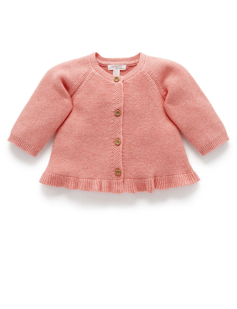 Ruffle Cardigan - Nectarine Melange