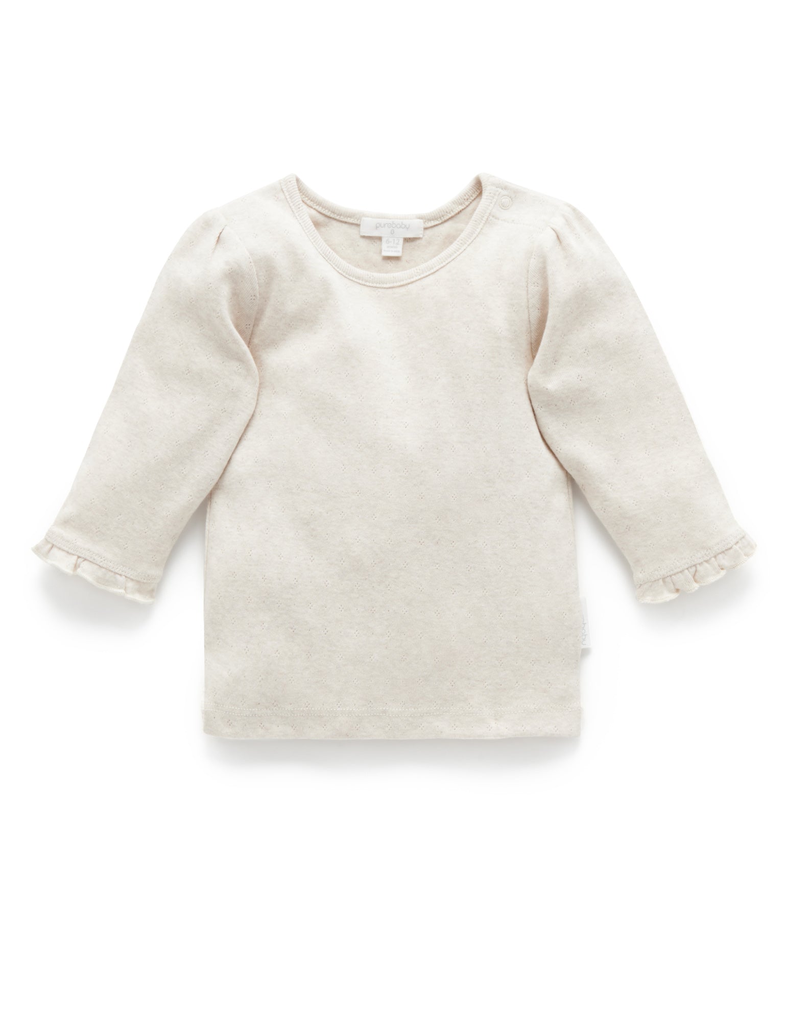 Pointelle Rib Layering Top - Almond Melange