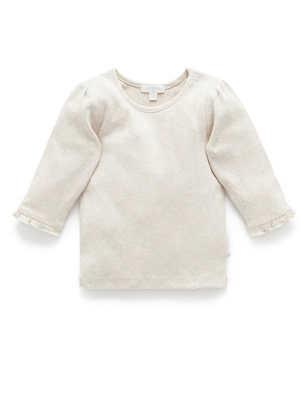 Pointelle Rib Layering Top - Almond Melange