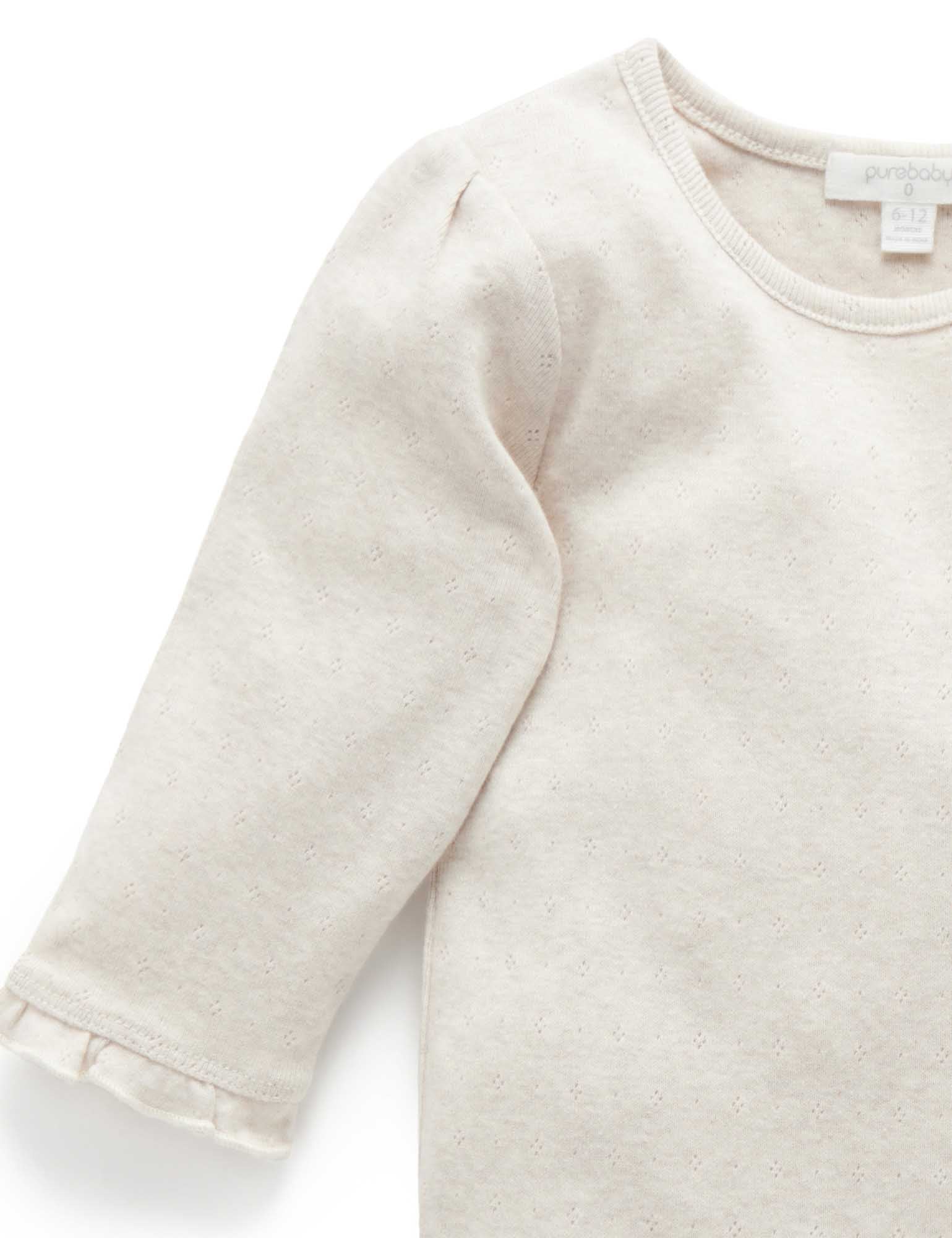 Pointelle Rib Layering Top - Almond Melange