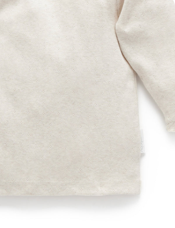 Pointelle Rib Layering Top - Almond Melange