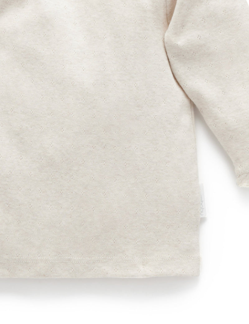 Pointelle Rib Layering Top - Almond Melange