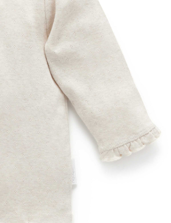 Pointelle Rib Layering Top - Almond Melange