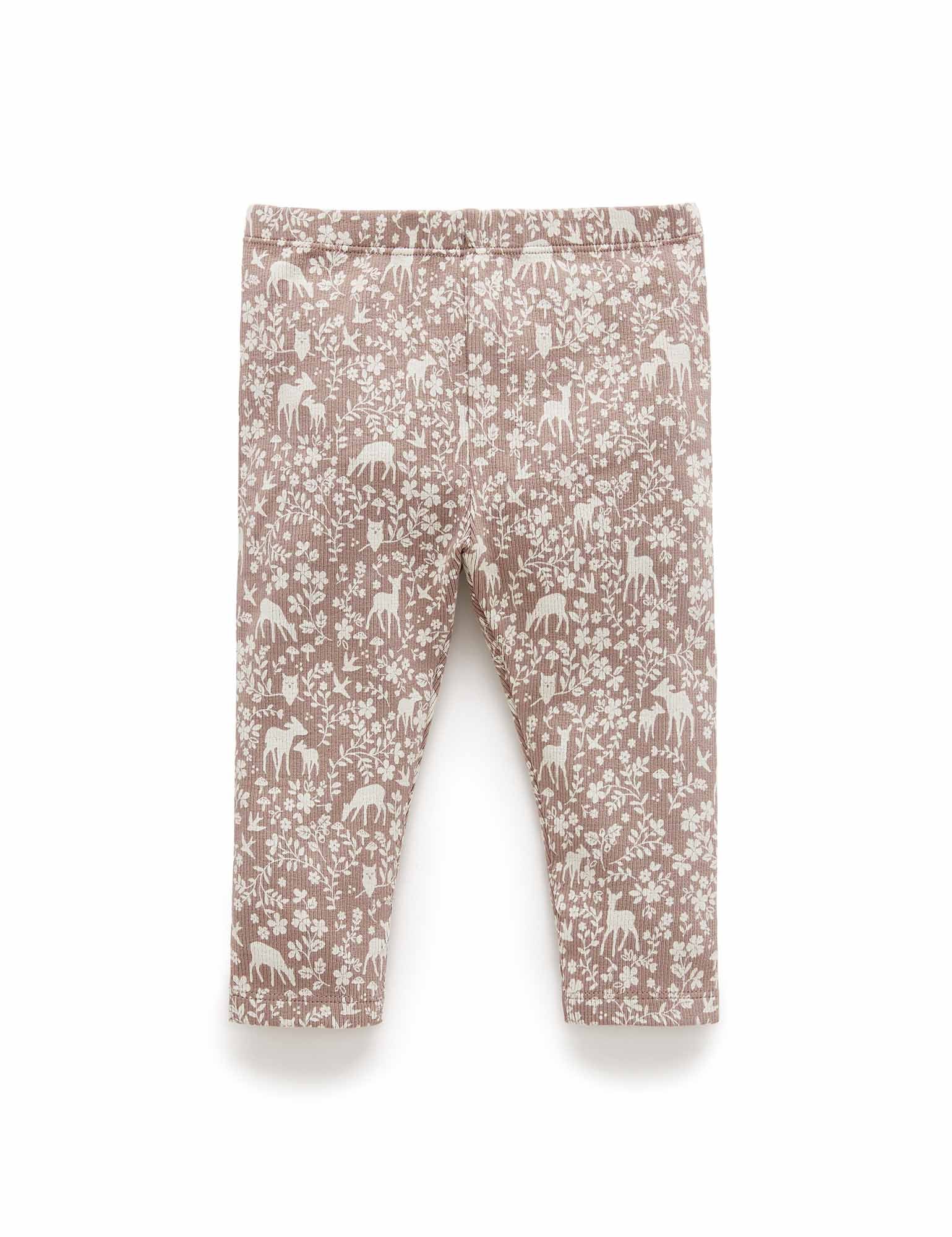 Thick Rib Leggings - Frolicking Fawn Print