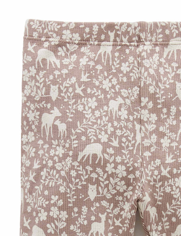 Thick Rib Leggings - Frolicking Fawn Print