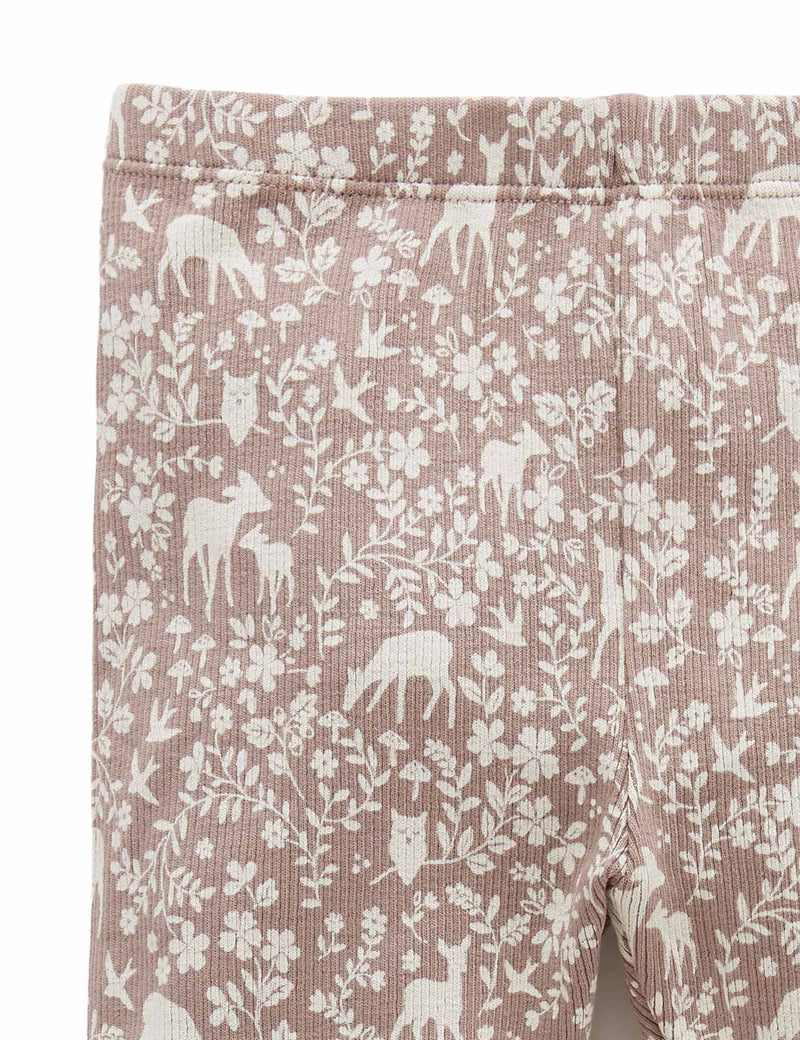 Thick Rib Leggings - Frolicking Fawn Print