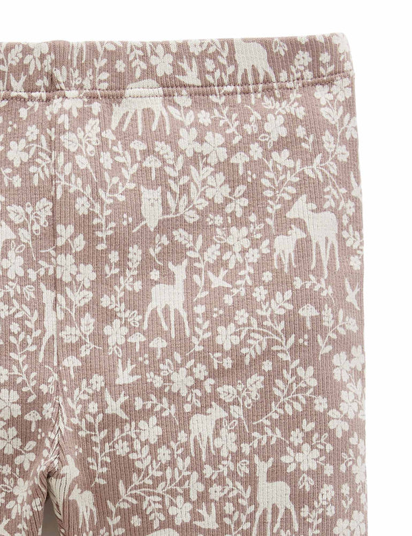 Thick Rib Leggings - Frolicking Fawn Print