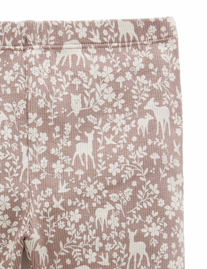 Thick Rib Leggings - Frolicking Fawn Print