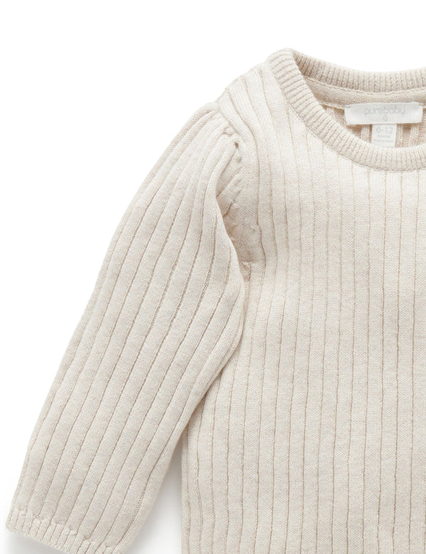 Fine Rib Jumper - Almond Melange