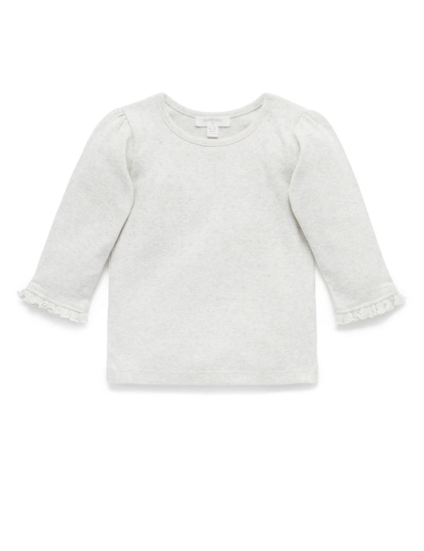 Pointelle Rib Layering Top - Cloud Melange