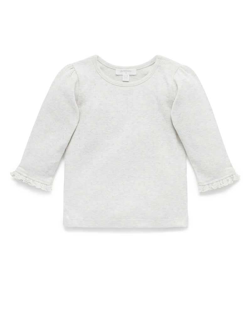 Pointelle Rib Layering Top - Cloud Melange