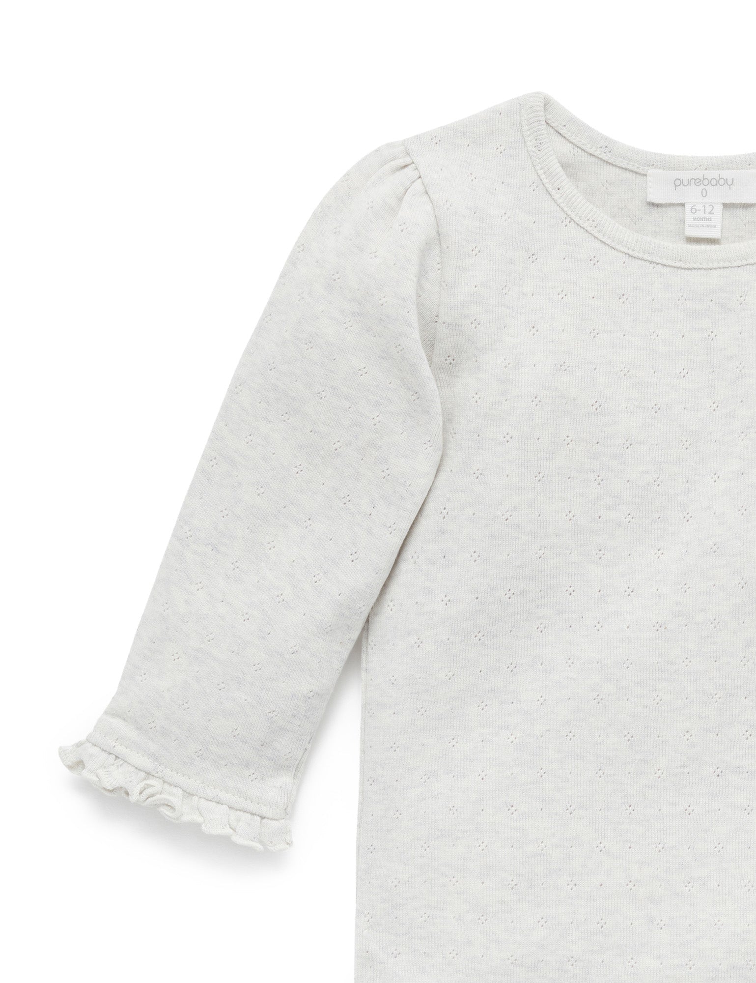 Pointelle Rib Layering Top - Cloud Melange