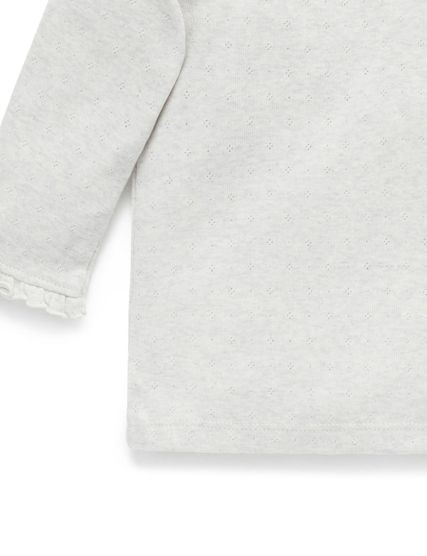 Pointelle Rib Layering Top - Cloud Melange