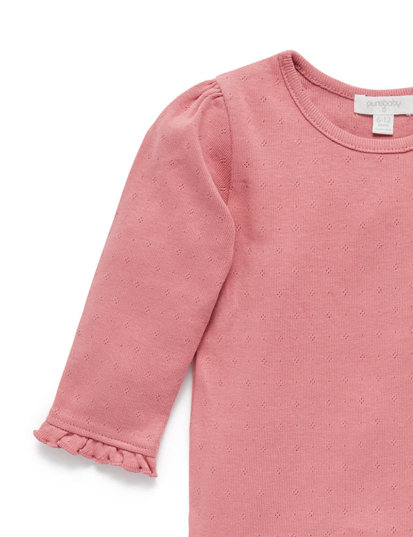 Pointelle Rib Layering Top - Crabapple