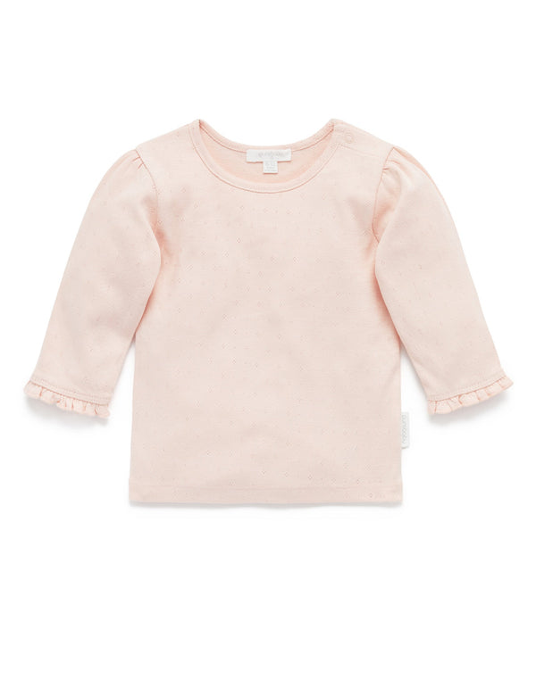 Pointelle Rib Layering Top - Peach