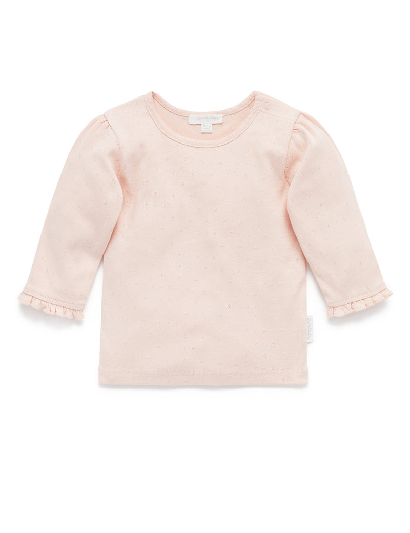 Pointelle Rib Layering Top - Peach