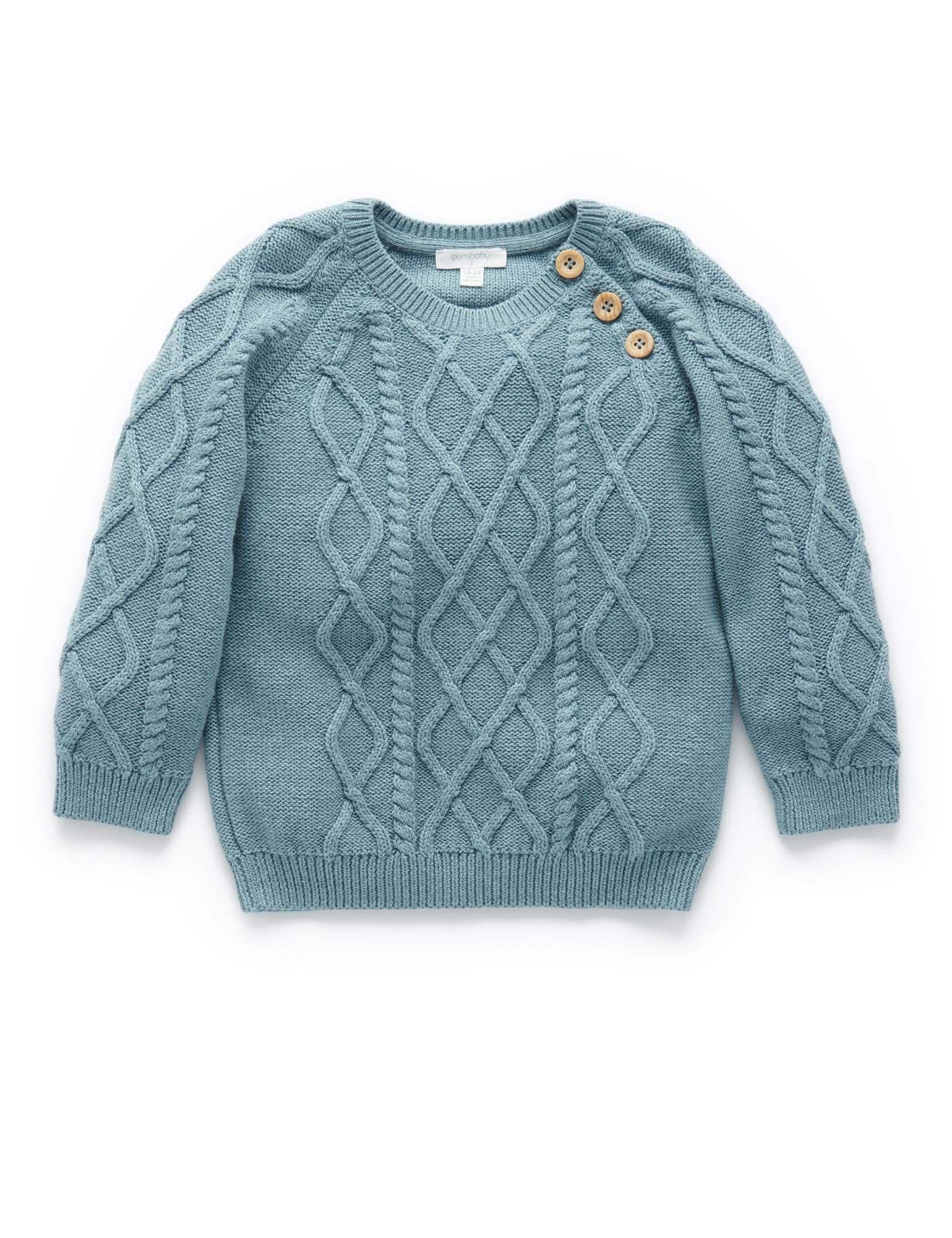 Cable Jumper - Dusty Blue Melange