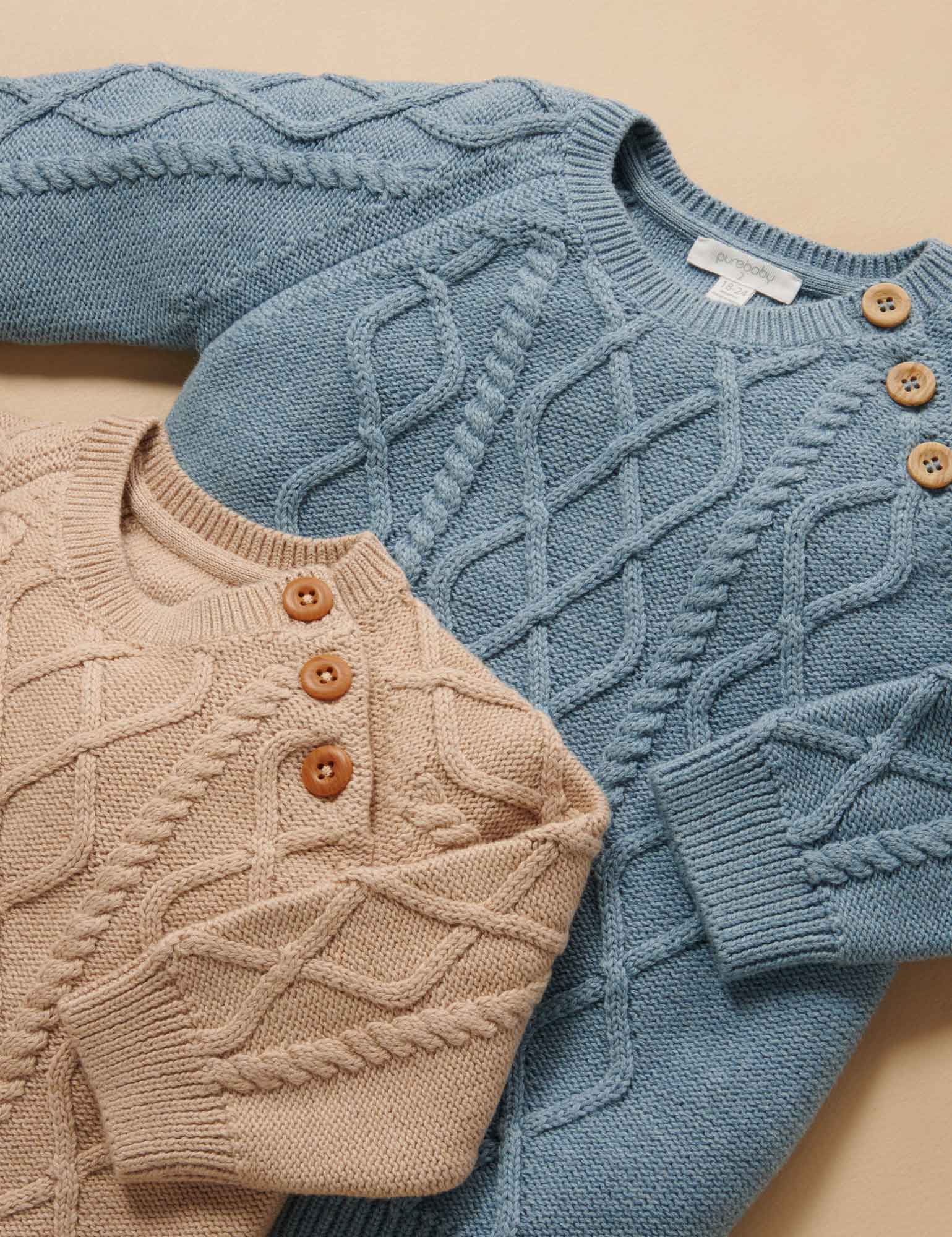 Cable Jumper - Dusty Blue Melange