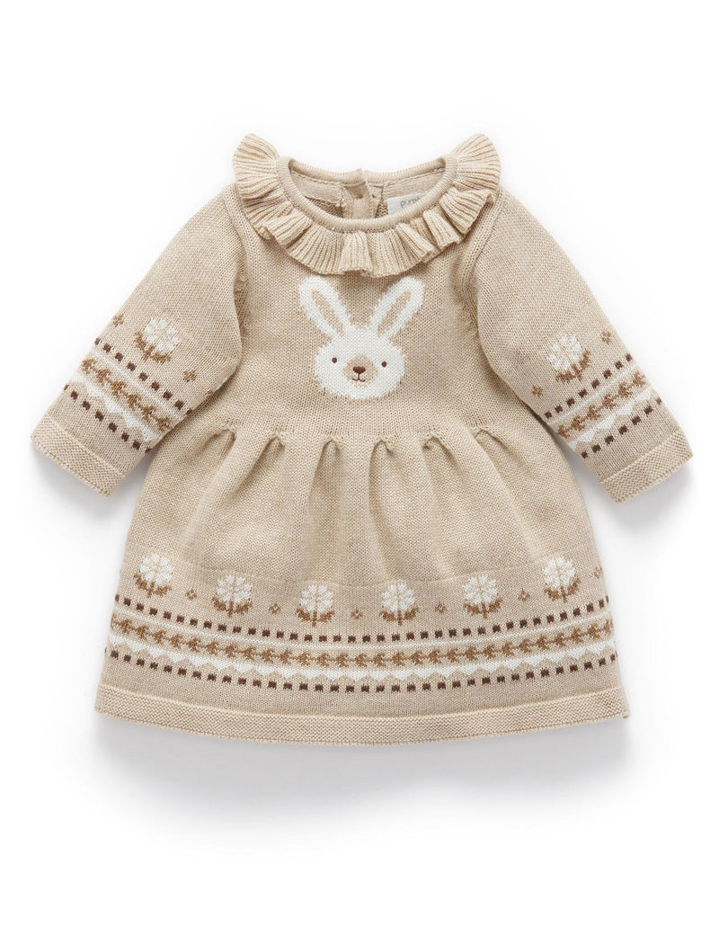 Bunny Knitted Dress - Biscuit Melange