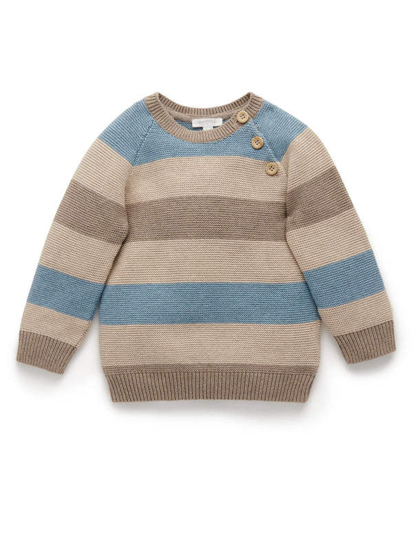 Cosy Jumper - Dusty Blue Stripe