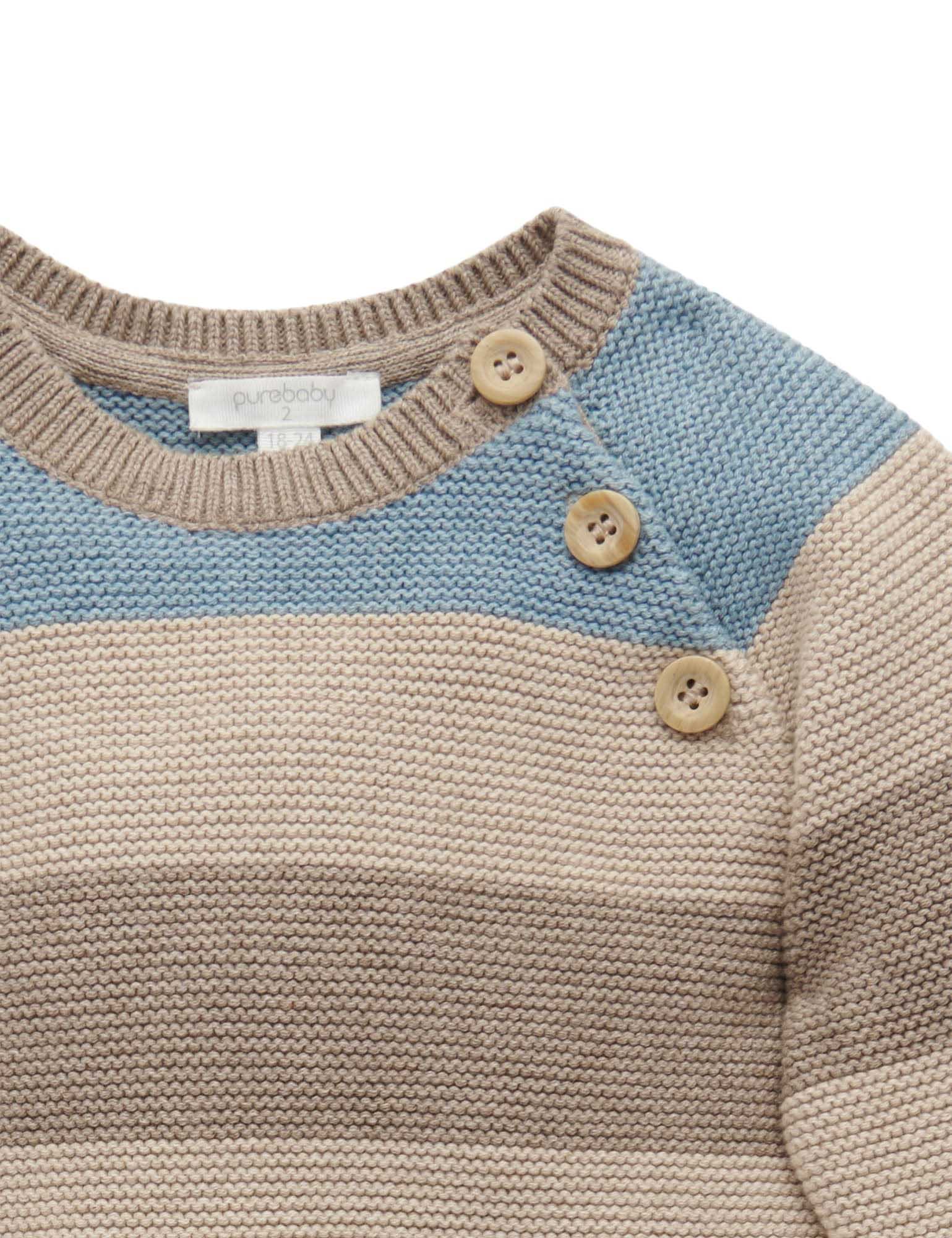 Cosy Jumper - Dusty Blue Stripe