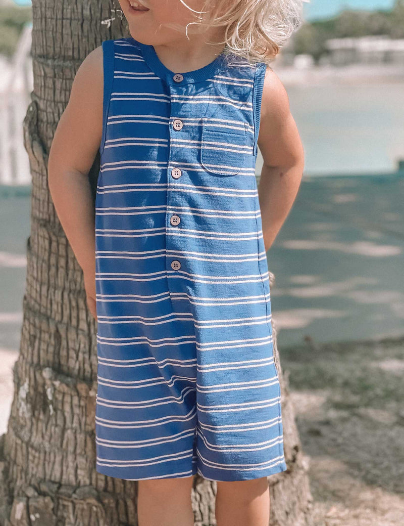 Beach Time Onesie - Deep Sea Stripe