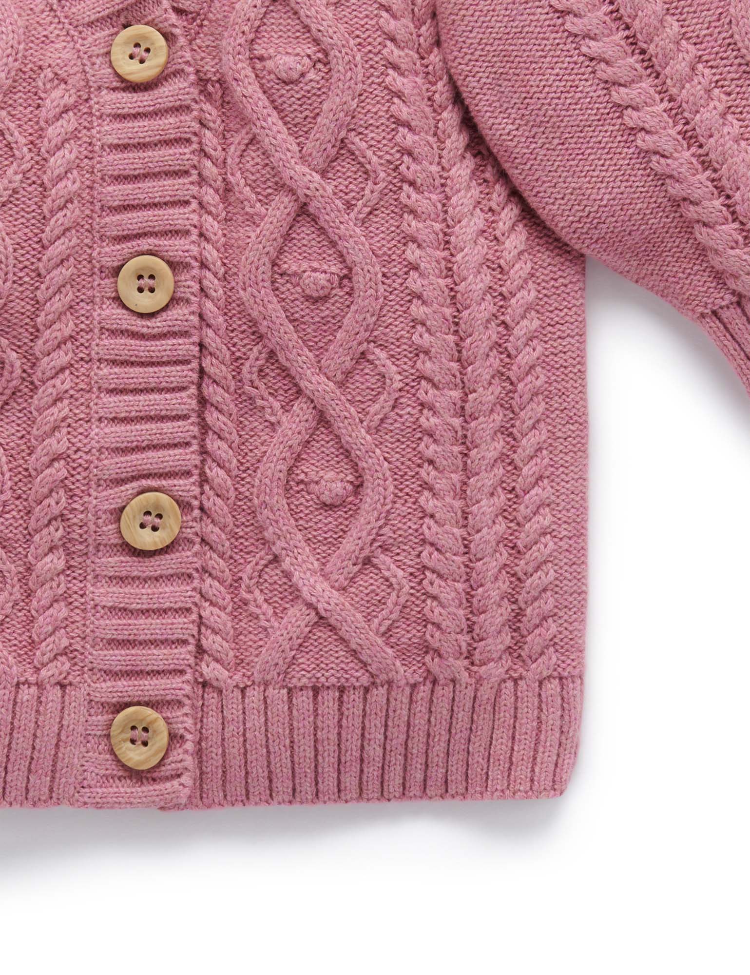 Girls Cable Cardigan - Plum Melange