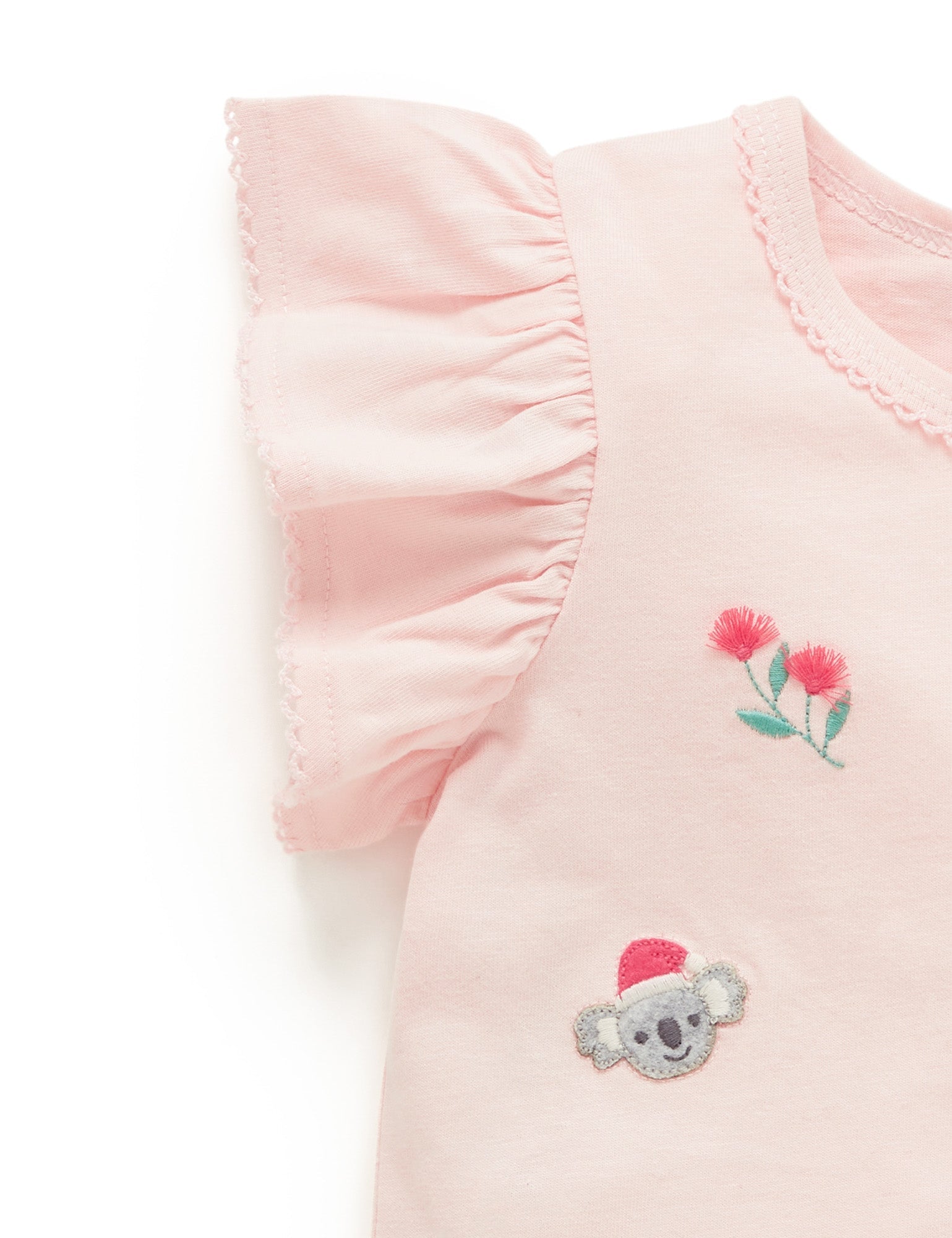 Embroidered Christmas T Shirt - Peach