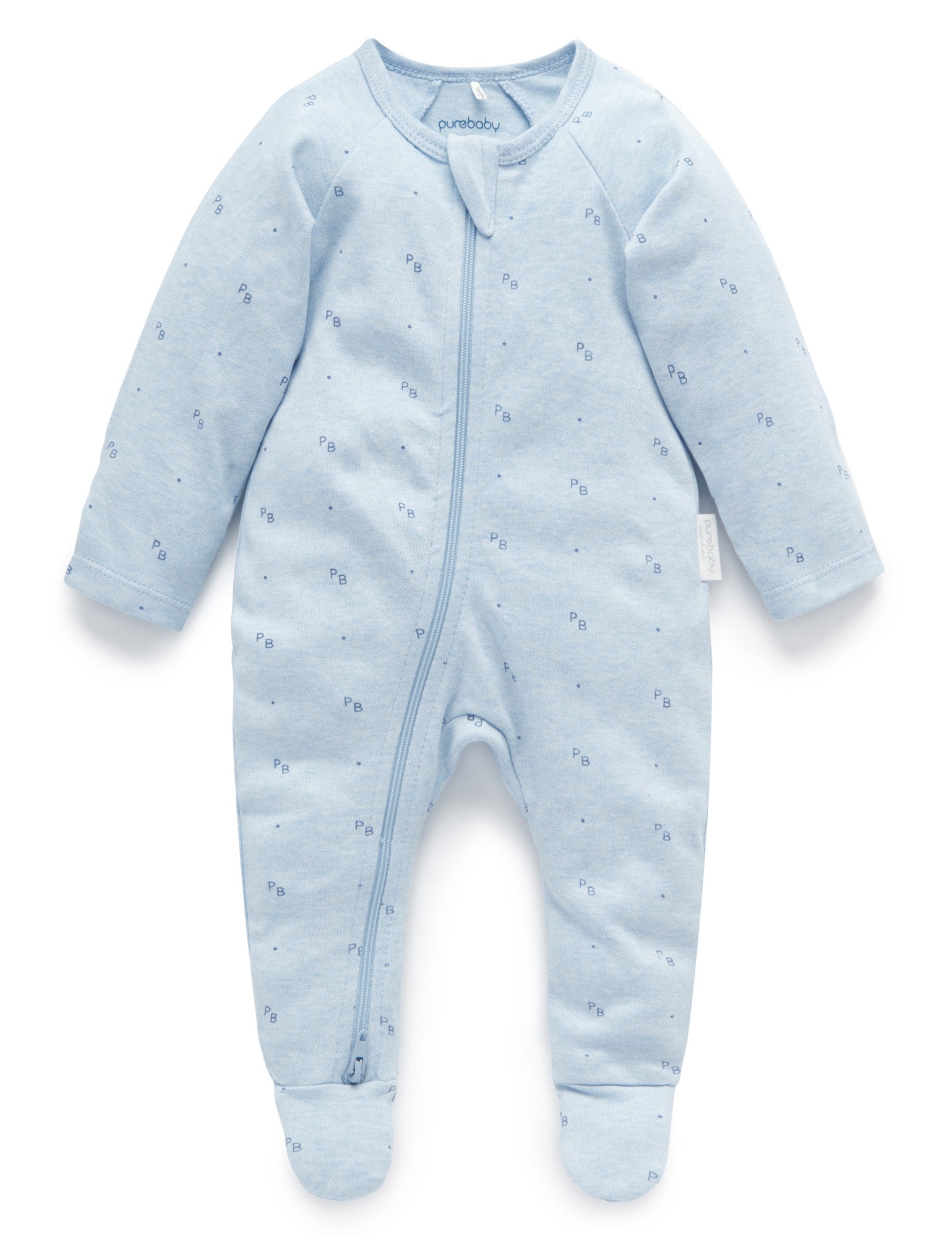 Zip Growsuit - Blue Logo Print
