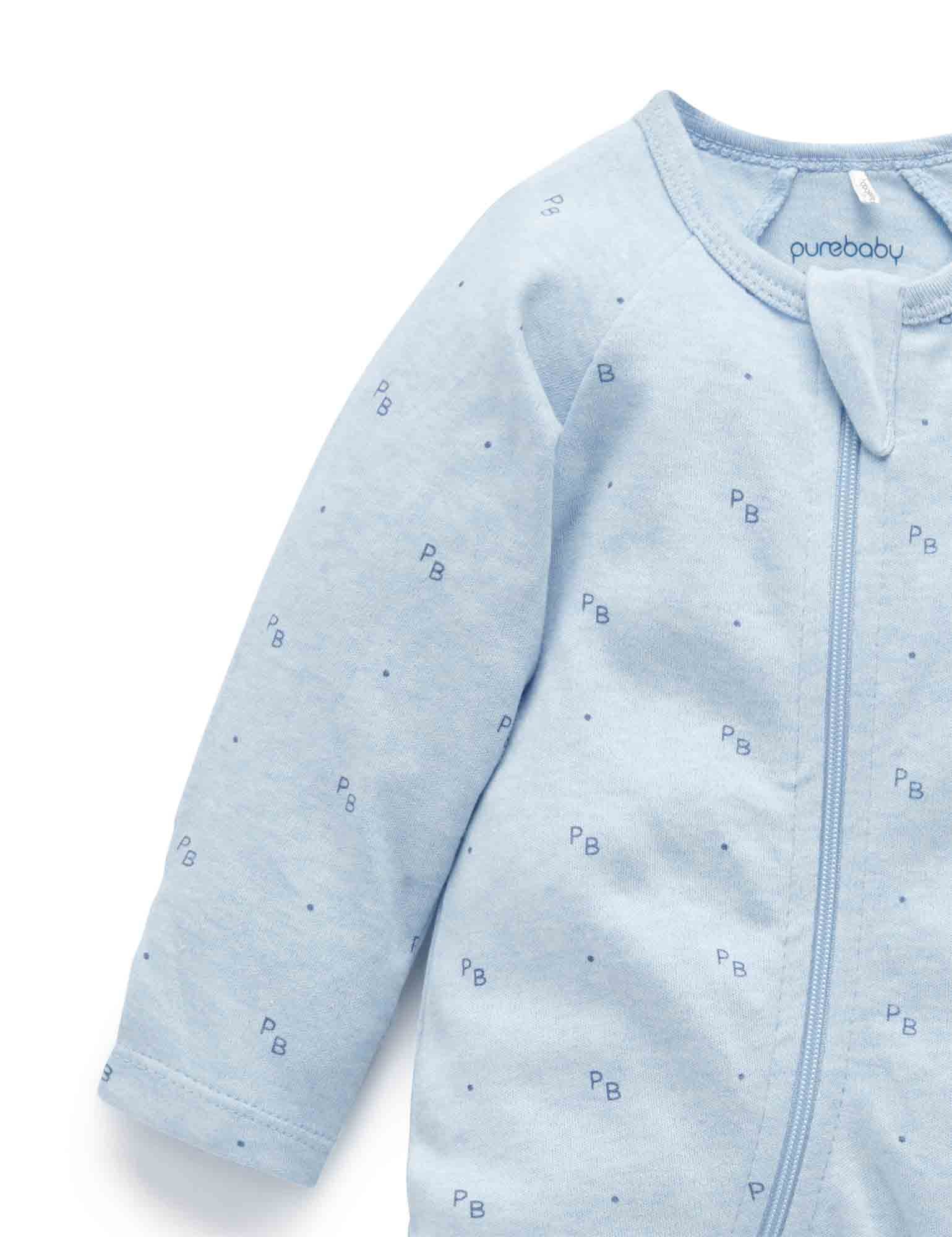Zip Growsuit - Blue Logo Print