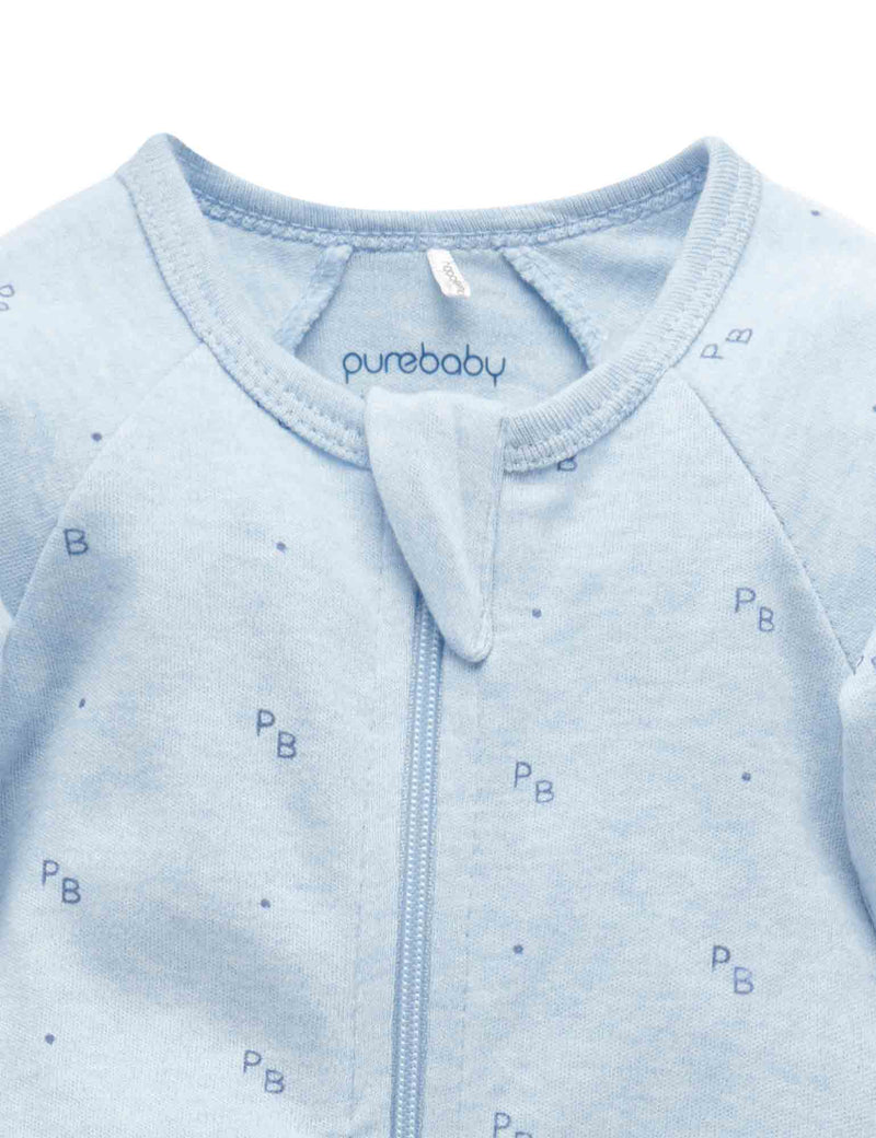 Zip Growsuit - Blue Logo Print