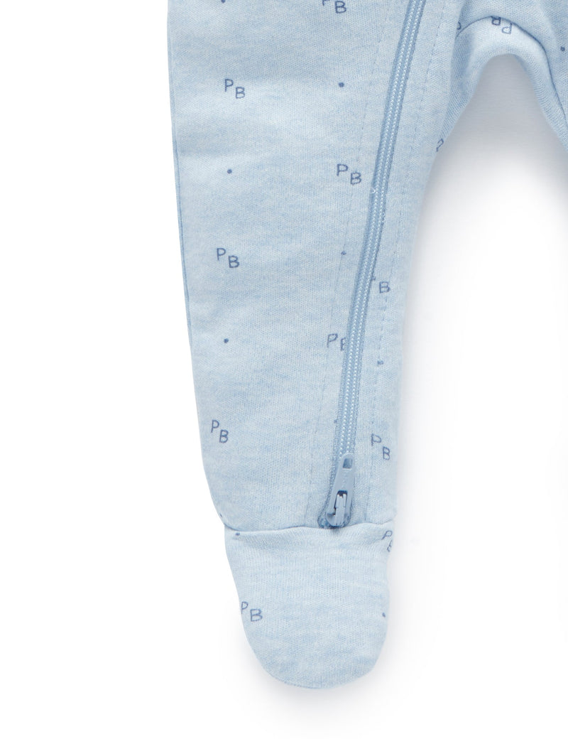 Zip Growsuit - Blue Logo Print