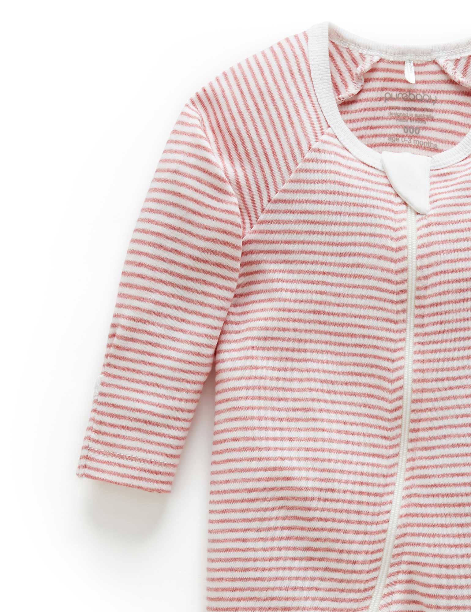 Zip Growsuit - Crabapple Melange Stripe