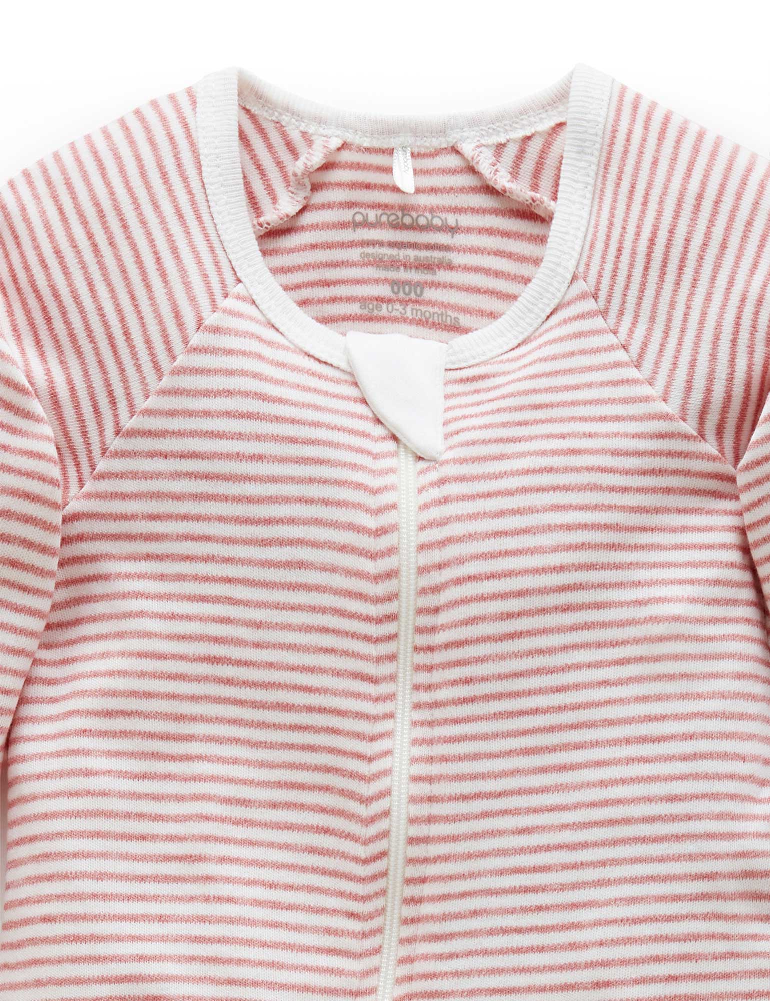 Zip Growsuit - Crabapple Melange Stripe