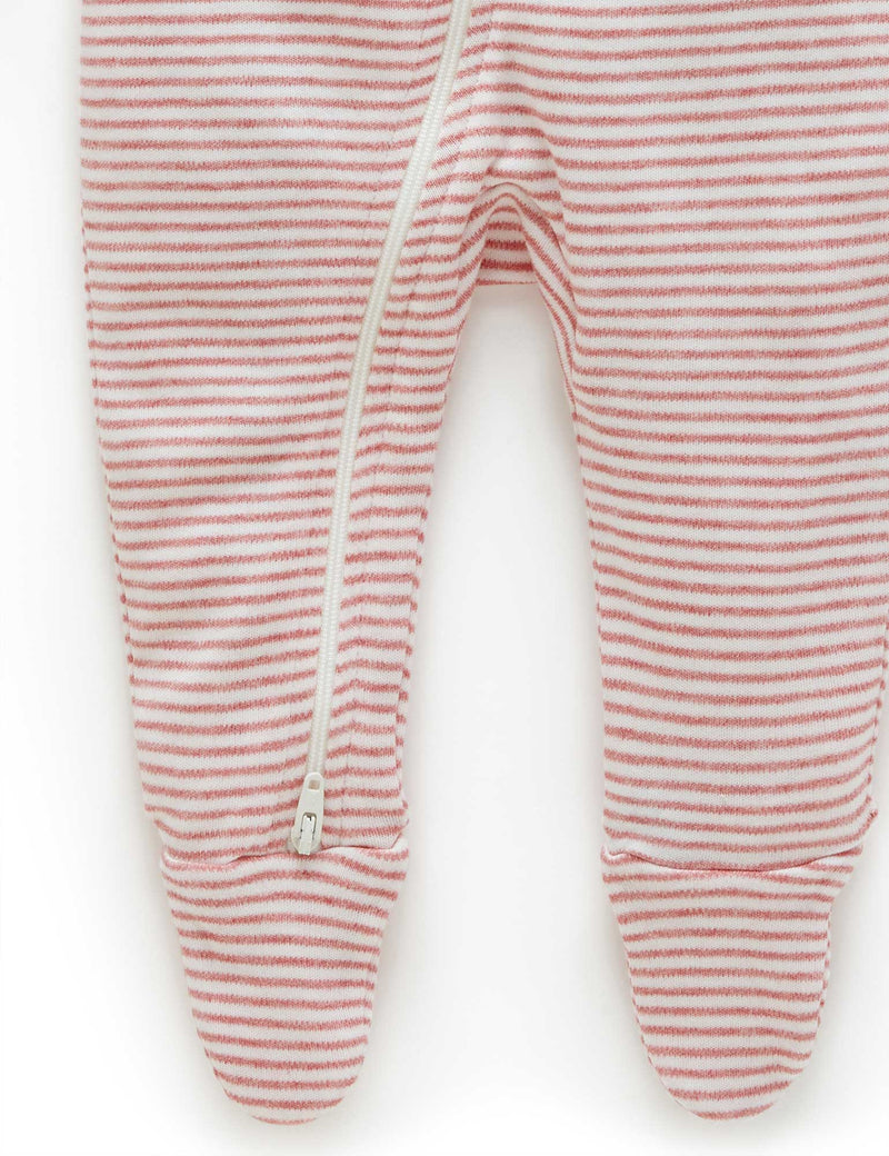 Zip Growsuit - Crabapple Melange Stripe