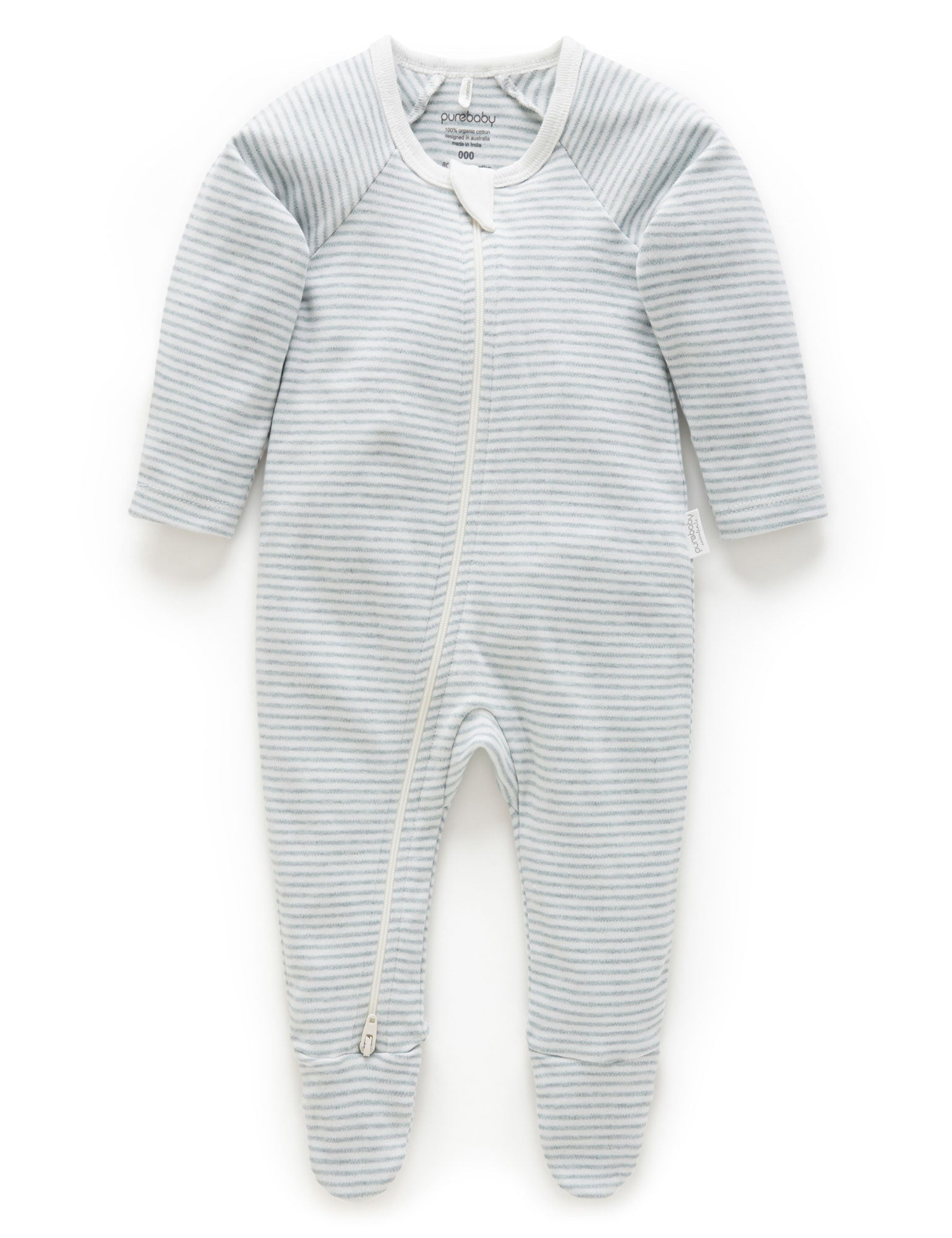 Zip Growsuit - Fern Melange Stripe