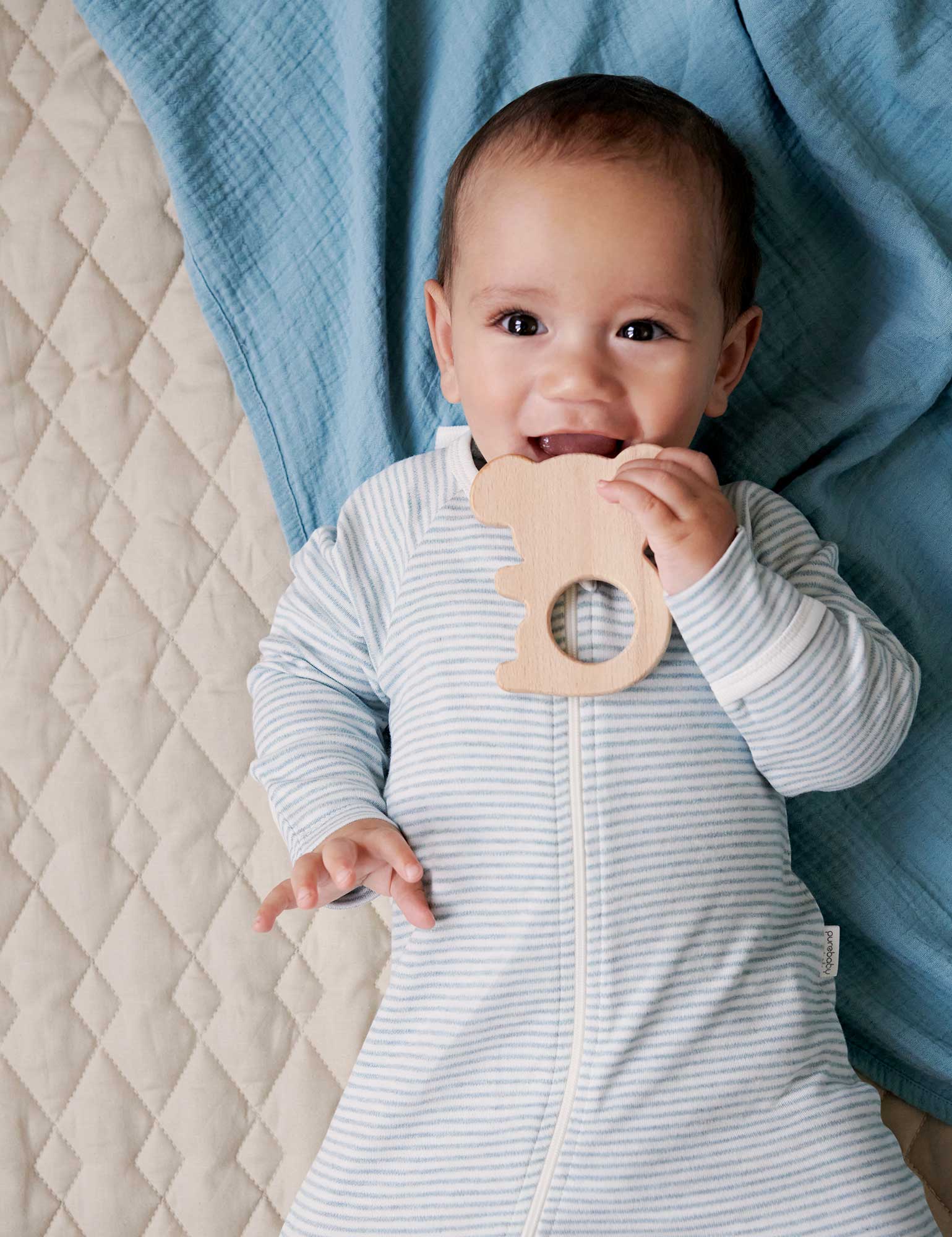 Zip Growsuit - Fern Melange Stripe