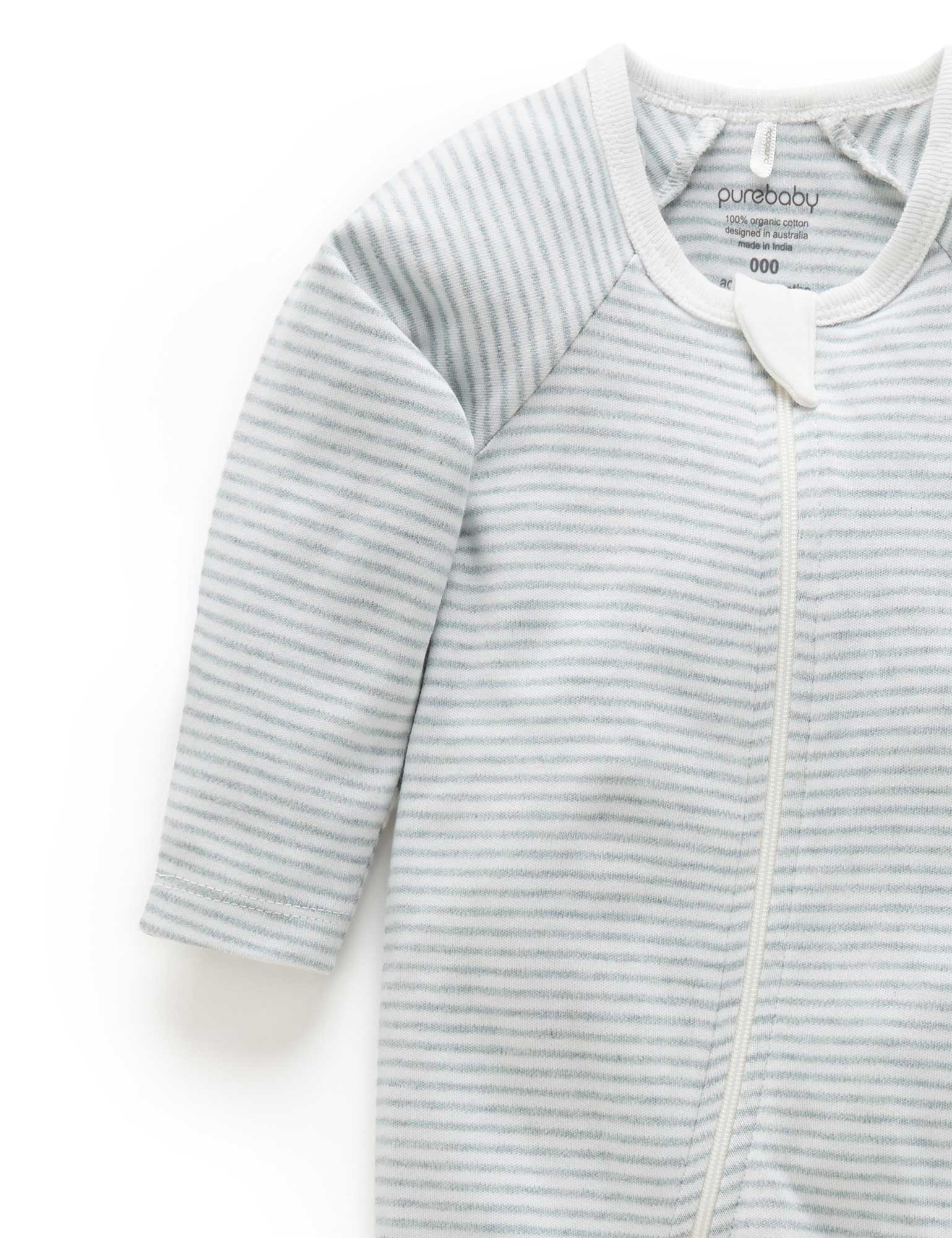 Zip Growsuit - Fern Melange Stripe