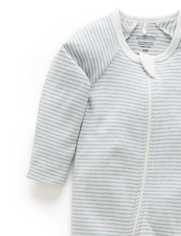 Zip Growsuit - Fern Melange Stripe