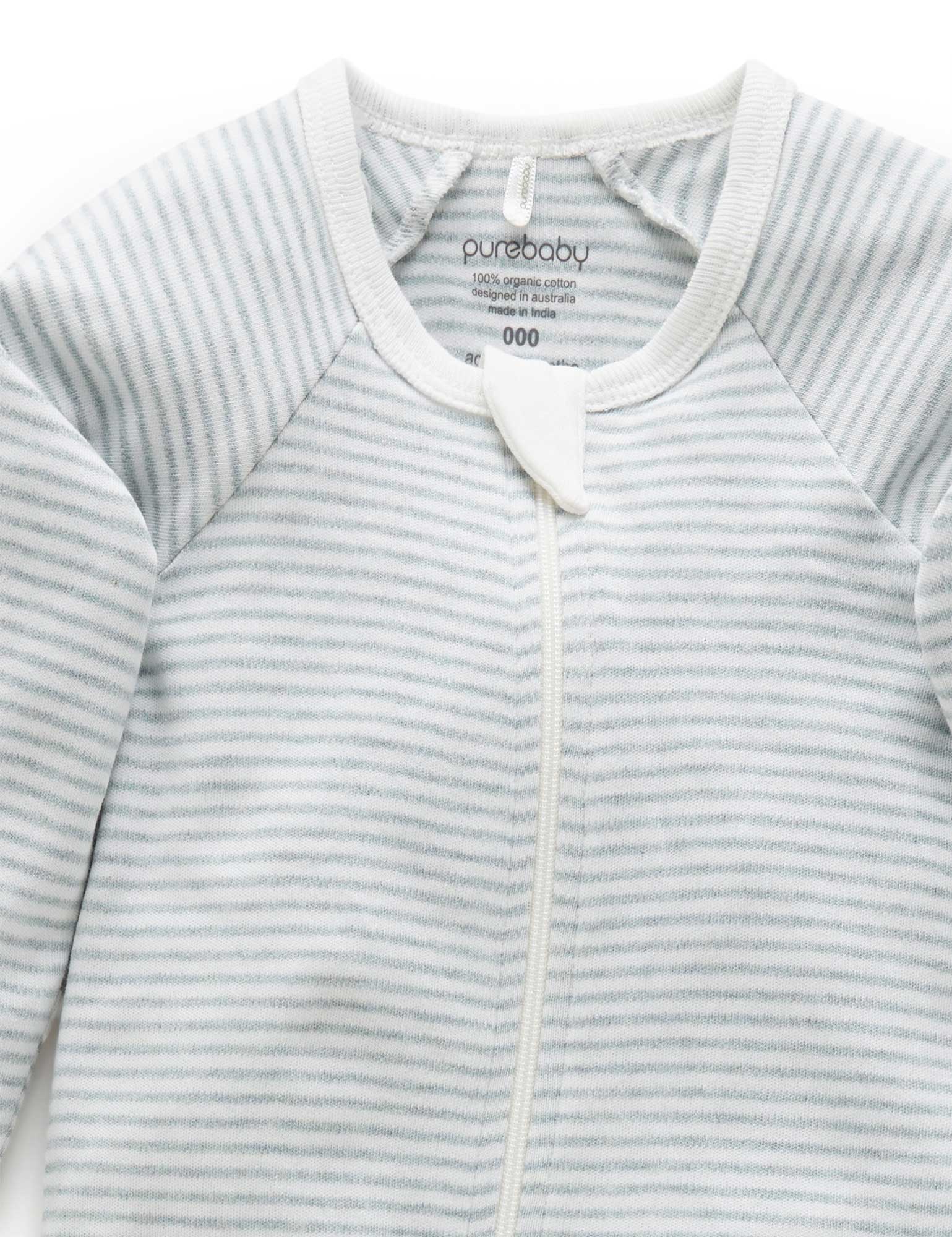 Zip Growsuit - Fern Melange Stripe