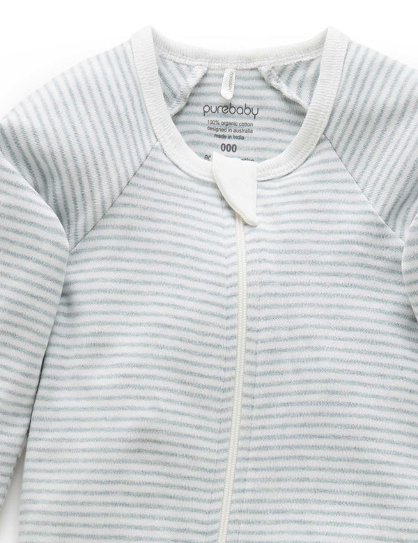 Zip Growsuit - Fern Melange Stripe