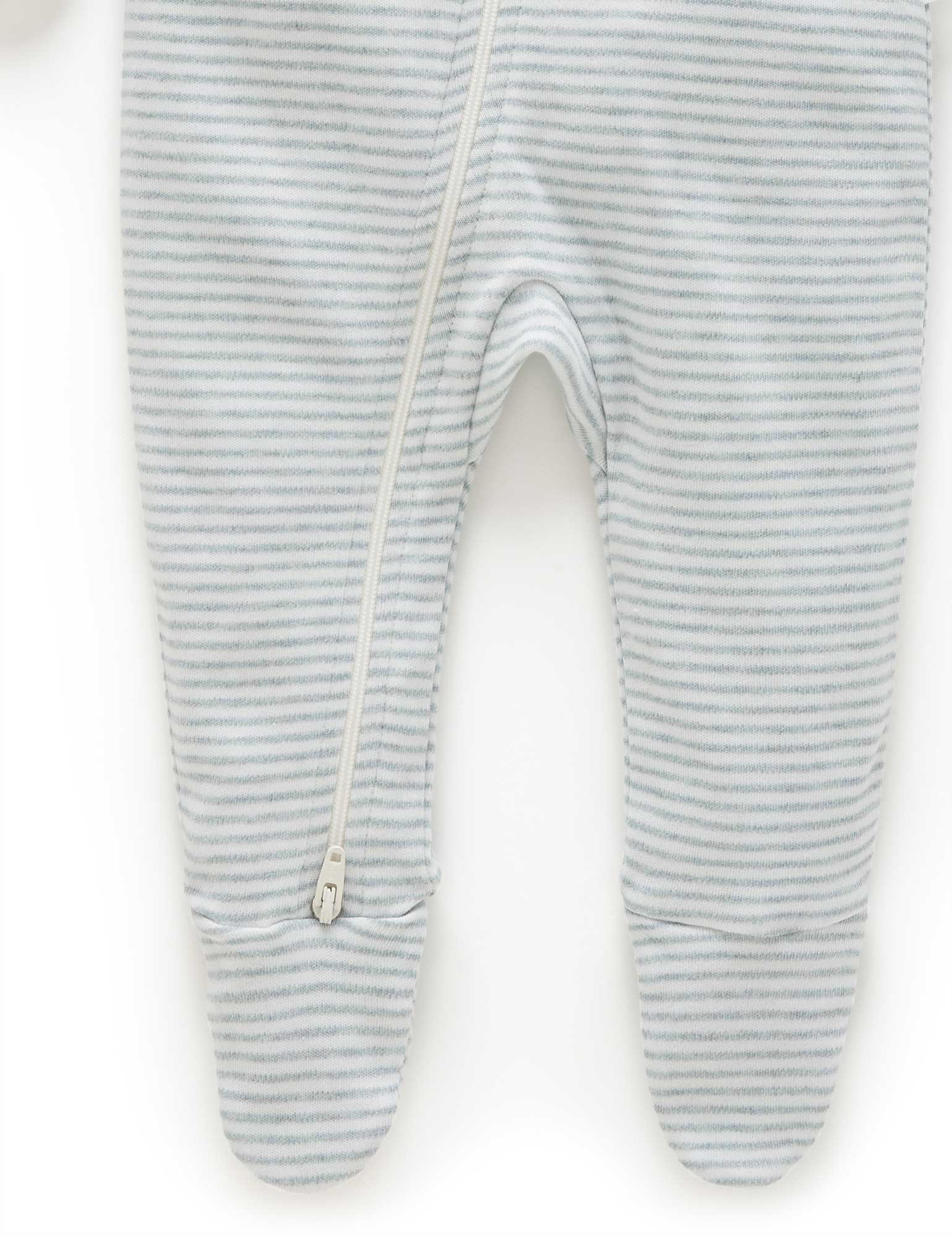 Zip Growsuit - Fern Melange Stripe