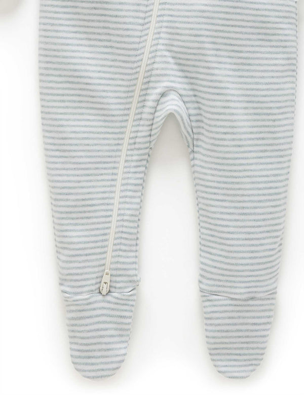 Zip Growsuit - Fern Melange Stripe