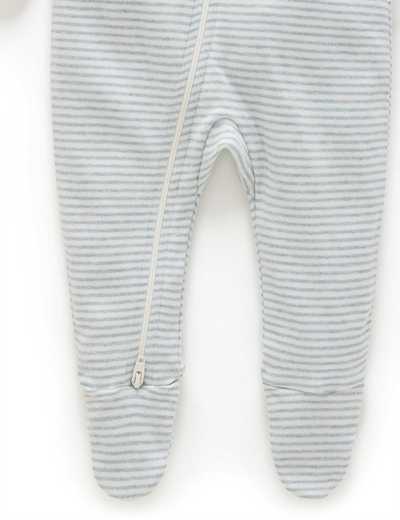 Zip Growsuit - Fern Melange Stripe