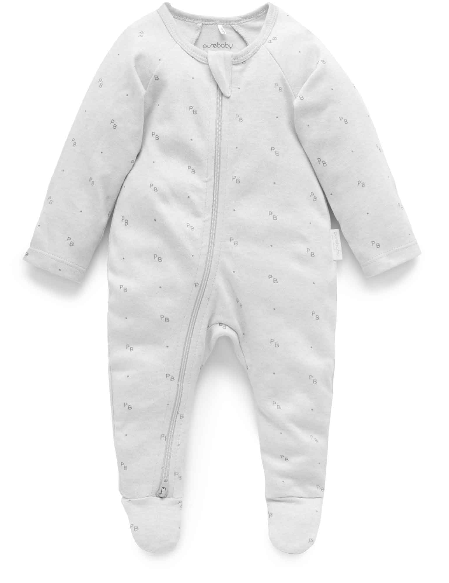 Zip Growsuit - Grey Logo Print